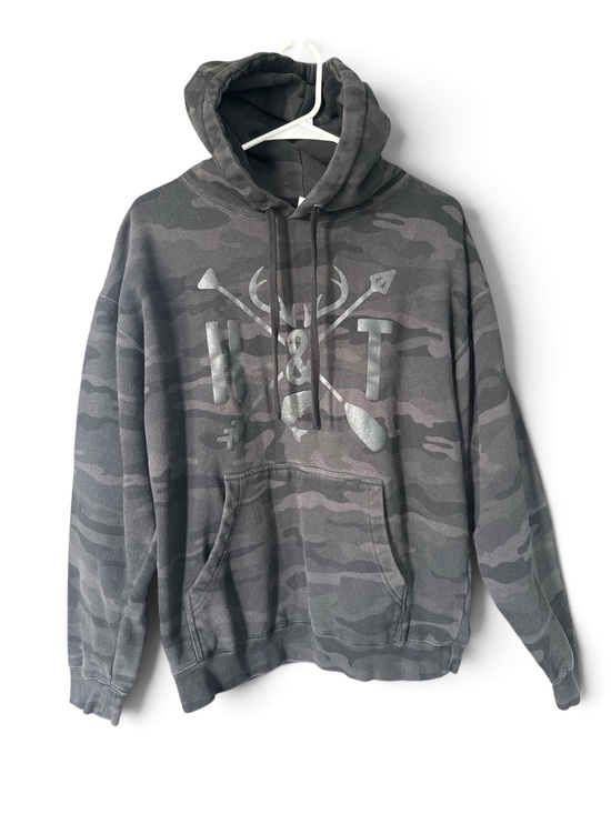 Hooked & Tagged Other - Hooked & Tagged Men’s Charcoal Gray Camo Pullover Hoodie Medium